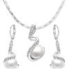 Vissen Set di Orecchini a Pendente con Perle di Coltura e Zirconio per Donna, Orecchini a Clip Eleganti, Gioielli da Regalo, 3.7 centimeters