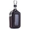 PORRASSO Astuccio Portachiavi Vera Pelle Auto Del Sacchetto Portachiavi Doppia Cerniera Portatile Raccoglitore Chiave Car Key Case per Uomo Donna Marrone