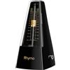 Rhymo Metronomo Meccanico a Movimento in Metallo - 40-208 BPM, 4 Ritmi Accurati (2/4, 3/4, 4/4, 6/8) - per Pianoforte, Chitarra, Ukulele e Violino, (Nero)