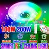 CanLing Lampada da soffitto intelligente LED RGB da 200 W Connessione Bluetooth APP Controllo remoto Luce ambientale con altoparlante Può riprodurre musica AC100-240V