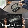 SONGMICS Porta Orologi a 6 Posti, Scatola Portaorologi, Coperchio in Vetro, Cuscini Rimovibili, Chiusura in Metallo, Idea Regalo, Superficie in PU Nera, Interno Grigio Verdastro/Interno Marrone