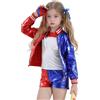Moerstar Costume Carnevale Bambina, Vestito Cosplay Bambina Set con Giacca Maglietta Parrucca Pantaloni Mazza da Baseball Gonfiabile Guanti Costumi Cosplay per Carnevale Halloween (130)