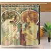 NTETSN Art Nouveau Lady Shower Curtain, Vintage Aesthetic Art Medieval Ladies Floral Artwork Fabric Shower Curtains, Upgrade Polyester Bathroom Curtain, 72 x 72, YLYYNT2405