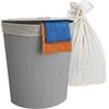 Relaxdays Cesto portabiancheria angolare in bambù con Coperchio, Pieghevole, 80 l, 60x36x36 cm, Grigio