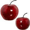 DRW Set di 2 figure di poche mele in ceramica in rosso lucido 23x23x23 cm