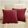 Fancy Homi Confezione da 2 federe decorative per cuscini natalizie, 45 x 45 cm, per soggiorno, divano, letto, divano, stile rustico moderno, stile bohémien, in morbido velluto a coste bordeaux, 45 x