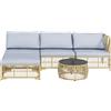 Outsunny Set 5 pezzi salotto da giardino basso modulabile per 4 persone in resina intrecciata effetto rattan