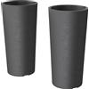 Outsunny Set da 2 vasi impilabili vaso con fori 35x35 cm vasi tondi grigio scuro | Aosom Italy