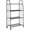 Outsunny Scaffale per fiori in metallo 4 livelli con ruote Interno ed Esterno, supporto per piante 67 x 29 x 114 cm Nero | Aosom Italy