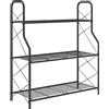 Outsunny Portapiante a 3 Livelli per Interni ed Esterni in Metallo, 69x28.5x78 cm, Nero | Aosom Italy