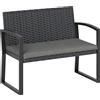 Outsunny Panca da giardino 2 posti, panca da esterno in resina intrecciata PE con cuscino, acciaio galvanizzato, 103x58x78cm, grigio e nero | Aosom Italy