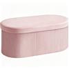 HOMCOM Pouf Contenitore Pieghevole con Vano da 72L e Rivestimento in Velluto, 76x38x35 cm, Rosa | Aosom Italy