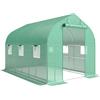 Outsunny Serra tunnel da giardino 6 m², serra da giardino con scaffali, porta e 6 finestre, telaio in acciaio galvanizzato, verde | Aosom Italy