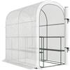 Outsunny Serra da Giardino con Scaffali a 2 Livelli e Porta Avvolgibile, in Acciaio e PE, 123x187x189 cm, Bianco | Aosom Italy