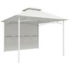 Outsunny Gazebo da Giardino 3x3 m con Tende, Tasche Portaoggetti, Gancio a Soffitto, Gazebo da Esterno con Doppio Tetto, Fori di Drenaggio in Metallo, per Giardino Balcone Feste Patio, UV30+, Crema | Aosom Italy