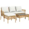 Outsunny Set di Mobili da Giardino Salotto da Giardino 3 Pezzi Crema Naturale | Aosom Italy