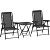 Outsunny Set Bistrot 3 pezzi in acciaio resistente alle intemperie, set mobili da giardino con tavolo pieghevole e portabicchieri, sedie da giardino, Nero | Aosom Italy