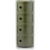 Kartell Componibili Contenitore 4 Elementi, Base Tonda, ABS, Verde, 32 x 32 x 77 cm
