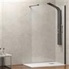 KAMALU Vetro per doccia walk in 110 cm con profilo nero opaco KW-100B