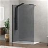 KAMALU Doccia walkin 90 cm con vetro fumé e profilo nero opaco KW-100BF