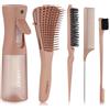 LORSEX Spazzola per capelli con flacone spray da 200 ml, spazzola districante per capelli naturali afro da 3a a 4c crespi, ondulati e ricci (terracotta)