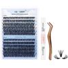 Gemerry Ciglia Finte Ciuffetti Kit 240 Ciuffi 0.07mm D Curl 8-16 mm con Lash Bond and Seal Colla Pinzette er Uso Personale a Casa Ciglia a Grappolo Extension (30+40D-D)