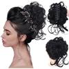 RPAEOY Chignon Capelli con Claw Chignon Finto Capelli Ricci Spessi Updo Ondulati Sintetici Coda di Cavallo Posticcio Hair Extension Ponytail di Cavallo per Donna(Nero)
