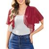 Aottori Coprispalle Donna Elegante Bolero Chiffon Manica Corta Cardigan Corto Estivo Bolerino Leggero Shrug Aperto per Cerimonia Festiva Grigio L
