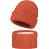 MASOCIO Set Cappello e Sciarpa Neonato Bambino Invernale Cappellino Scaldacollo Bambina Bimba Bimbo Caldo Berretti Berretto 12 18 Cuffia Ragazzo 1 2 Anni 6-24 Mesi Arancione