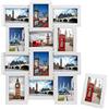 SONGMICS Cornice 10x15 cm Multifoto da Parete Posti di Foto e Un Portafoto Singolo da Tavolo Bianco con Venatura del Legno RPF112W, Confezione da 12, unità