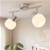 Deboola 2 Fiamme Lampada Soffitto, Bianca in Vetro, Vintage, Spot E14, Design Moderno, 350° Girevole, per corridoio, camera, salotto (senza lampadine)