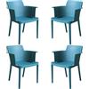 MIlani Home MAKKA - poltrona da esterno ed interno in plastica set da 4