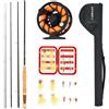 VEVOR Set di Canna da Pesca a Mosca in Fibra Carbonio e Mulinello in Carbonio IM7, Set Iniziale con Borsa per Canna e Scatola per Attrezzi e 6 Ami a Coda Corta e 4 Ami a Coda Lunga, per Viaggi