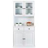 Inter Link - Vetrina - Buffet - Mobile da sala - Stile country - Vetrina - Vetrina a libera installazione - Pino massiccio - 4 ante - 2 cassetti - Westerland 55.1 - Bianco
