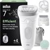Braun Silk-Épil 7 Skinspa Epilatore Elettrico Donna, Rasoio Elettrico Donna, con Testina Ampia per Una Epilazione Facile, Wet & Dry, Pelle Liscia a Lungo, Kit Tutto-in-Uno, 7-081, Bianco/argento