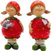 Dekohelden24 2 statuette decorative da giardino a forma di fragola, figure di frutta a forma di fragola, figure estive, fragole, bambini in ceramica in set da 2 pezzi in rosso, misura una: L x H 5 x 4 x 9 cm.