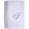 Creative Scents Set di 4 asciugamani con monogramma/punta delle dita, regalo personalizzato, 27,9 x 45,7 cm, set di 4 asciugamani ricamati color argento, extra assorbenti, 100% cotone, finitura morbida in velluto