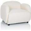 hjh LIVING Poltrona imbottita con braccioli VERDUNA tessuto teddy, comoda poltrona imbottita, reclinabile, per soggiorno camera da letto, bianco