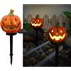 YZYOE LED solare zucca testa terra luce, Halloween lampada di decorazione atmosfera all'aperto, Cute resina zucca testa cortile luci paesaggio.