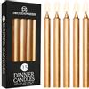 DECO EXPRESS Candele Coniche Set da 15 Candele Rustiche Fatte a Mano Candela Natalizia Durata di Combustione di 9 Ore Senza Profumo (Oro - Confezione da 15)