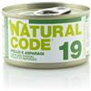 Natural Code Adult Cat Cibo Umido per Gatti - 19-Pollo Asparagi e Riso - 24x85 gr