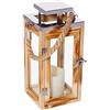 Lights4fun Lanterna decorativa in legno a LED, a batteria, con manico in corda, 26 cm