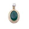 5.90 GM 925 Argento Sterling Smeraldo & C.Z.Pietra Bicolore Pendente Misura 3cm