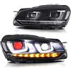 VLAND LED Fari di ricambio per Golf 6 MK6 TSI 2008-2013 (non adatti per GTI/R/TDI) Gruppo fari anteriori, con indicatore sequenziale (DEMON EYES)