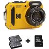 Kodak Impermeabile WPZ2 giallo zoom 4x, WiFi + batteria extra + scheda di memoria da 16 GB | ✅Garanzia di 5 anni