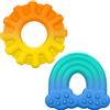 Bright Starts, Confezione da 2 massaggiagengive in silicone Chance of Smiles, sole e arcobaleno, facili da afferrare, unisex, dai 3 mesi in su
