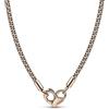 PANDORA Collana Moments con borchie placcata in oro rosa 14 carati con chiusura a cuore, 45