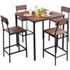 VEVOR Set Mobili da Bar Tavolo Sedie da Cucina 5 Pezzi con 4 Sgabelli da 400 x 435 x 980 mm, Tavolo da Pub Quadrato da 900 x 900 x 910 mm, Adatto per Ufficio, Sala da Pranzo, Stile Industriale