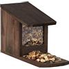 Relaxdays Mangiatoia per Scoiattoli, Autoportante, in Legno, HxLxP: 17,5 x 12 x 25 cm ca. Colore Marrone Scuro