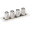 Relaxdays Portacandele Decorativo con Vassoio e Pietre, Lungo 39,5 cm, Decorazione per Tavolino e Soggiorno, Bianco